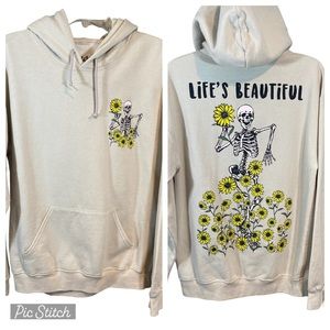 Bowery Supply “Life’s Beautiful” Skeleton Graphic Sweatshirt Hoodie Sz S (BM)